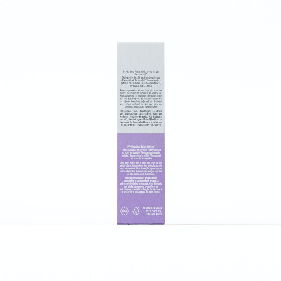 Two language descriptions for Intima Gel with Herizumbio, including usage instructions and indications.