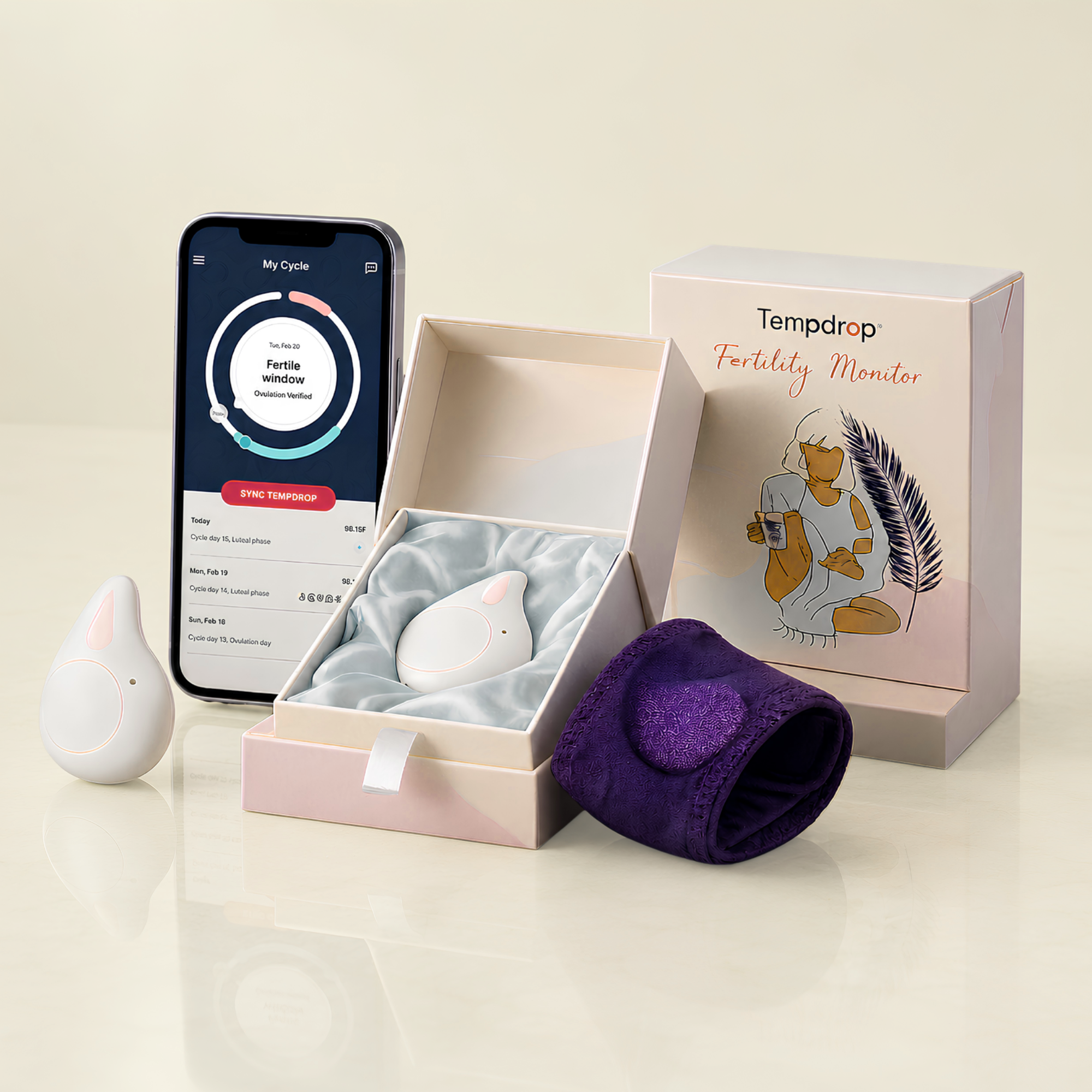 Tempdrop Ovulation & Fertility Cycle All-In-One Tracker | Monitors Basal Body Temperature During Sleep