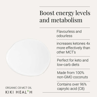 MCT oil benefits with text on a white background