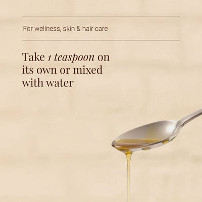 Black seed oil instructions on a beige background