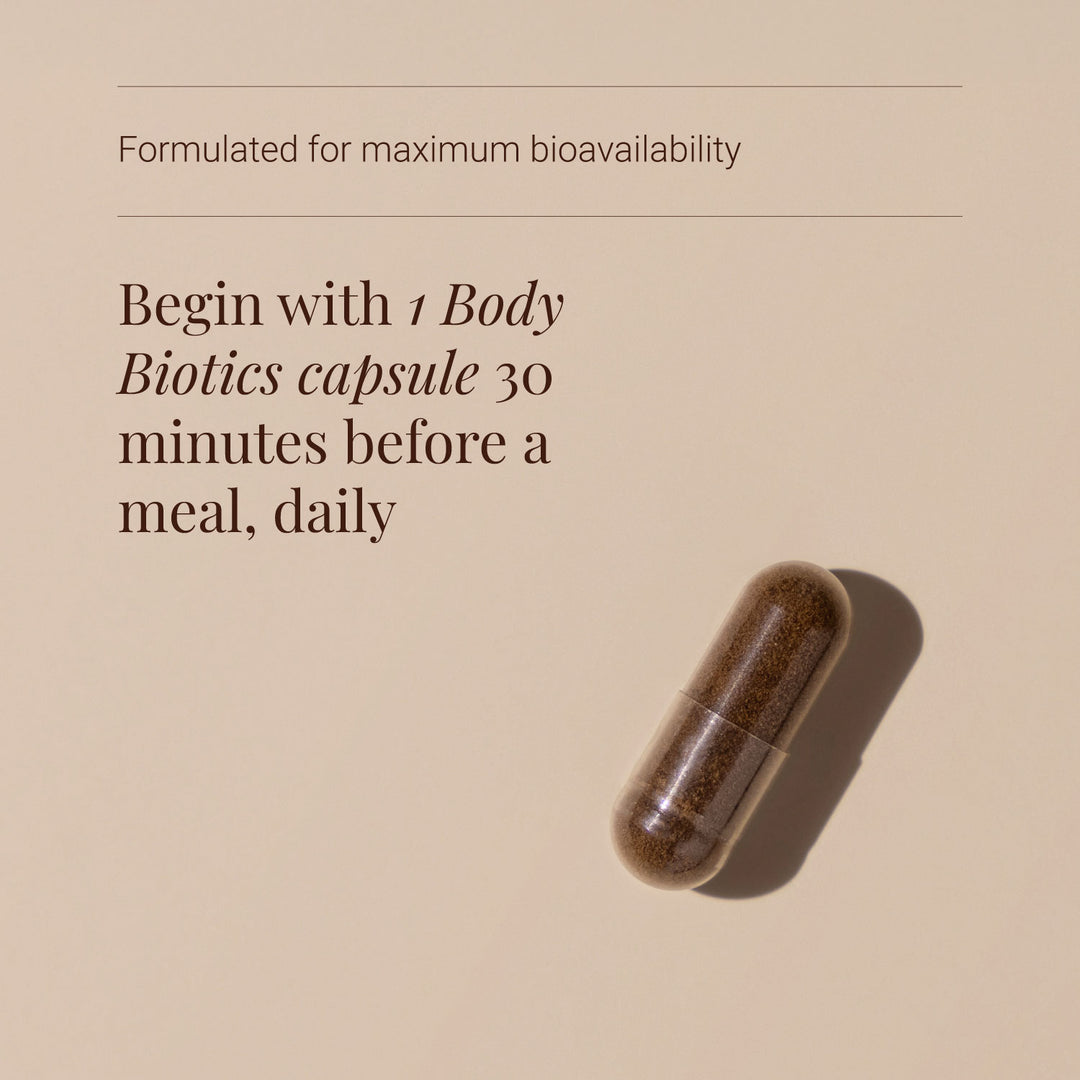 Body Biotics formulated for maximum bioavailability beige background