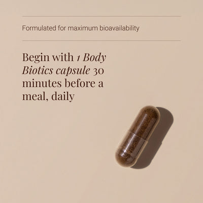 Body Biotics formulated for maximum bioavailability beige background
