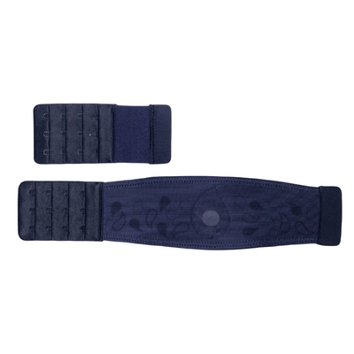 Two dark blue straps on a white background