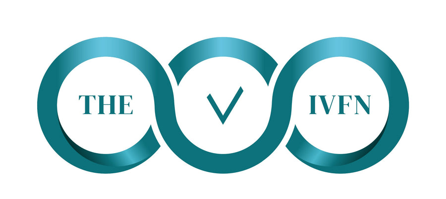 Three teal circles linked together containing the text THE IVFN and a check mark symbol.
